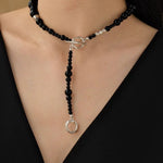 Mystical Black Agate Beaded Necklace-Gembea Jewelry