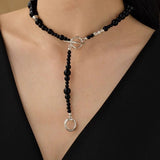 Mystical Black Agate Beaded Necklace-Gembea Jewelry