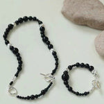 Mystical Black Agate Beaded Necklace-Gembea Jewelry