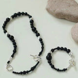 Mystical Black Agate Beaded Necklace-Gembea Jewelry
