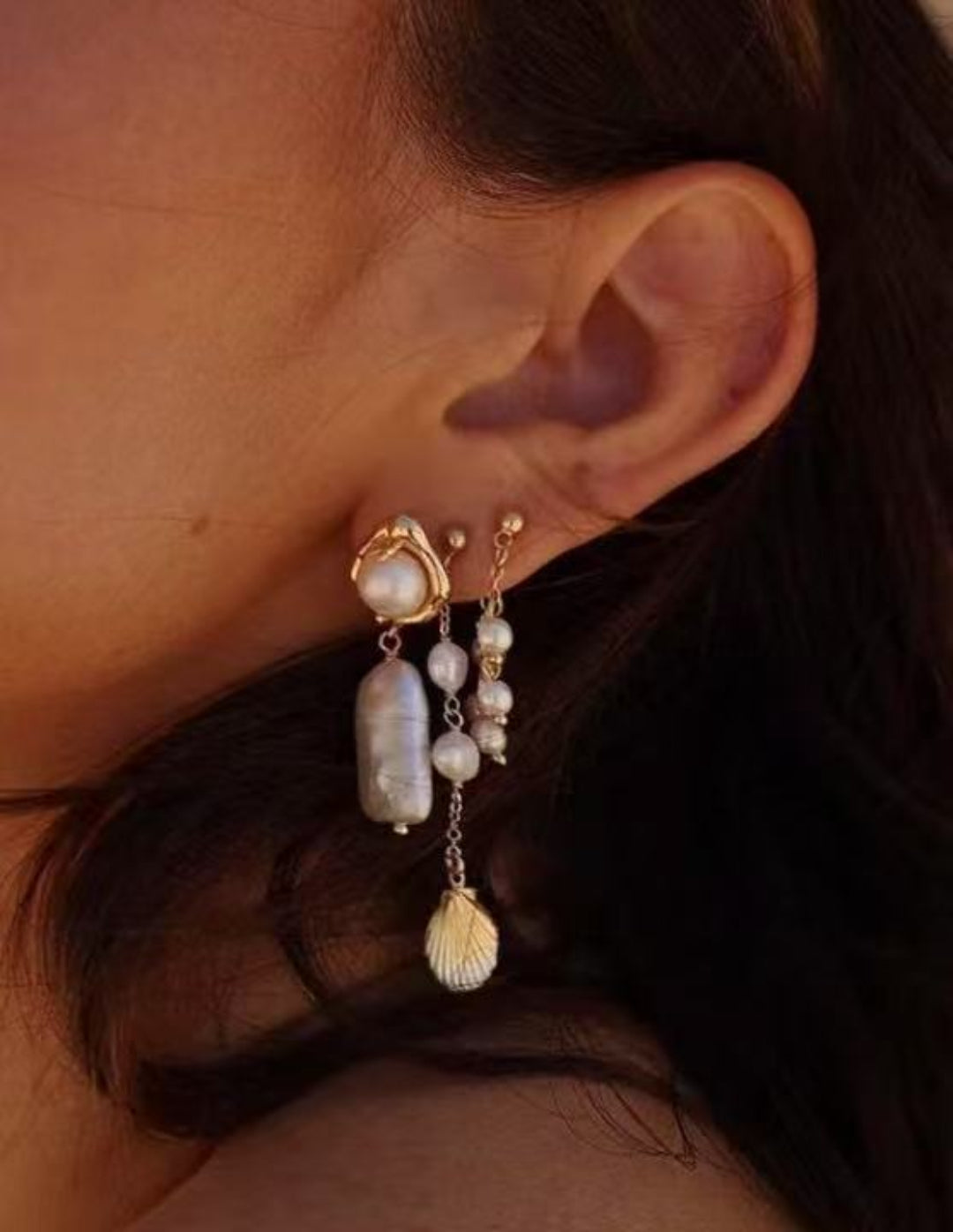 Gembea Jewelry Natural Baroque Pearl Drop Earrings