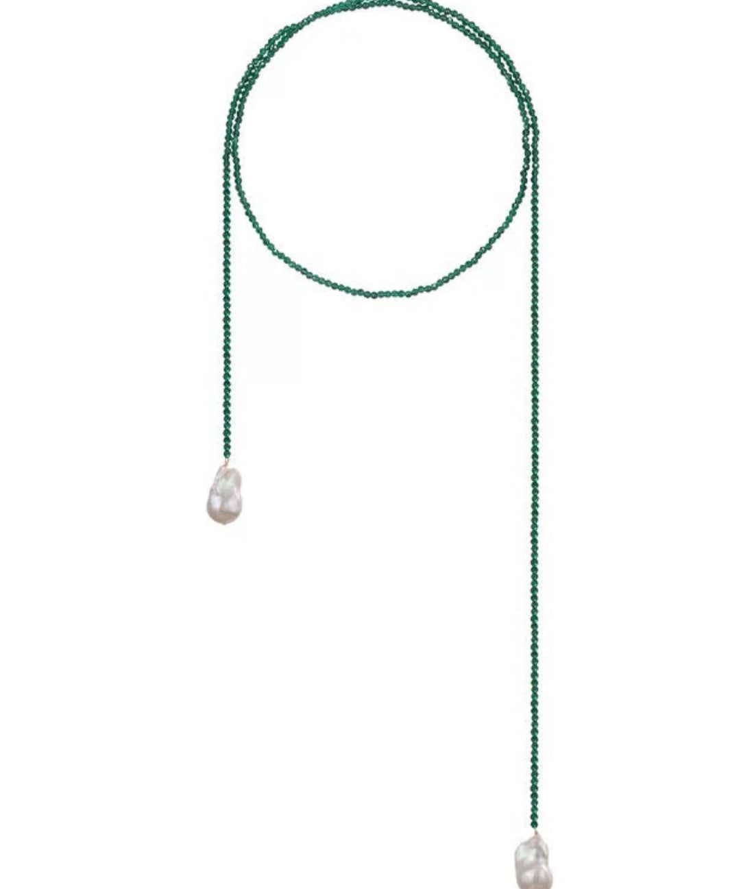 Natural Baroque Pearl Green Agate Beaded Necklace gembea jewelry