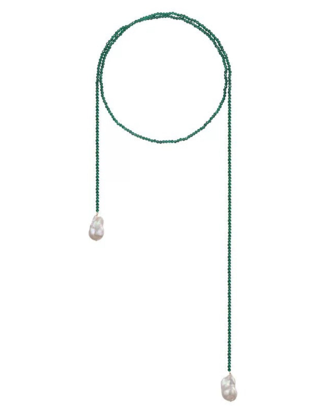 Natural Baroque Pearl Green Agate Beaded Necklace gembea jewelry
