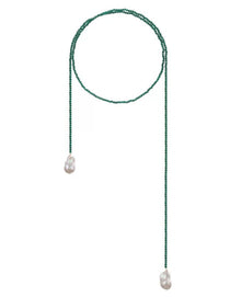 Natural Baroque Pearl Green Agate Beaded Necklace gembea jewelry