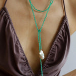 Natural Baroque Pearl Green Agate Beaded Necklace - Gembea Jewelry