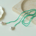 Natural Baroque Pearl Green Agate Beaded Necklace - Gembea Jewelry