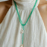 Natural Baroque Pearl Green Agate Beaded Necklace - Gembea Jewelry