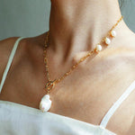 Natural Baroque Pearl Pendant Chain Necklace - Gembea Jewelry
