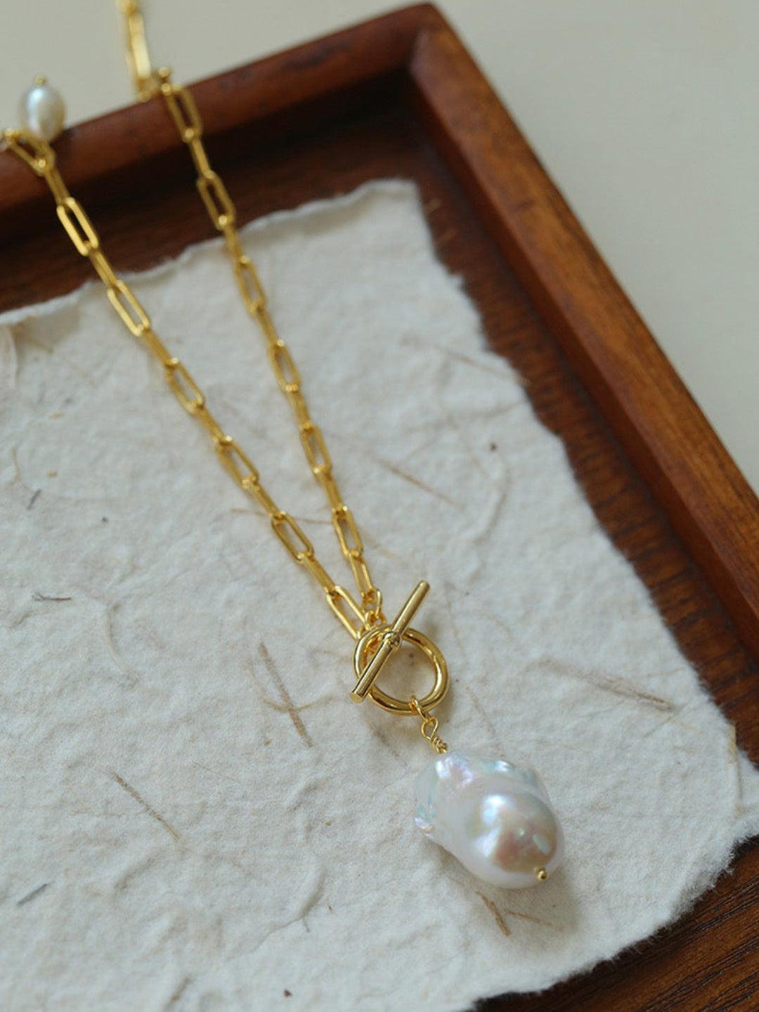 Natural Baroque Pearl Pendant Chain Necklace - Gembea Jewelry