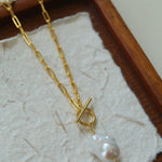 Natural Baroque Pearl Pendant Chain Necklace - Gembea Jewelry
