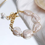 Natural Baroque Shaped Flat Pearl Bracelet - Gembea Jewelry