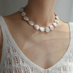 Natural Baroque Shaped Flat Pearl Necklace - Gembea Jewelry