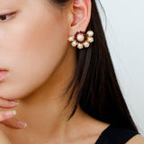 Natural Freshwater Pearl Garnet Stone Earrings - Gembea Jewelry