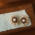 Natural Freshwater Pearl Garnet Stone Earrings - Gembea Jewelry