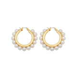 Natural Freshwater Pearl Hoop Earrings