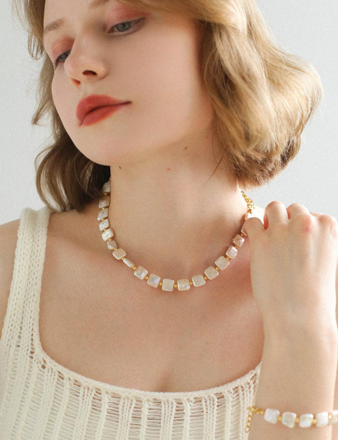 Natural Freshwater Square Pearl Bracelet - Gembea Jewelry