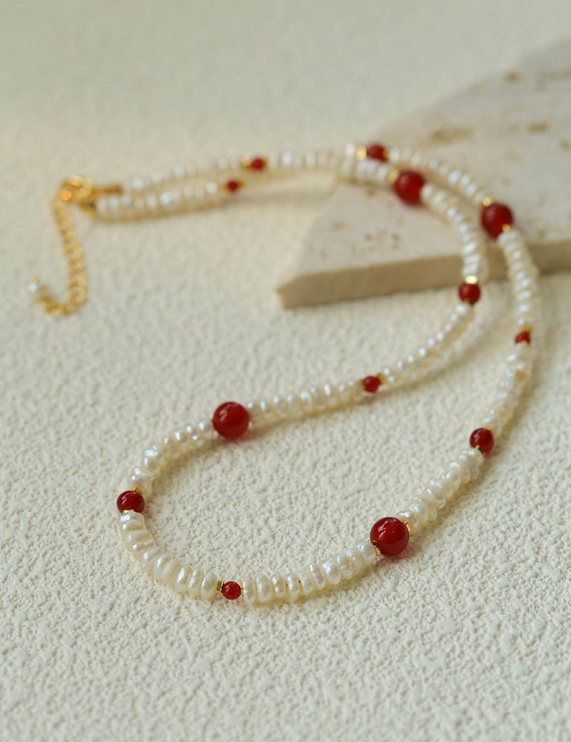 Natural Irregular Pearl Gradient Agate Necklace gembea jewelry