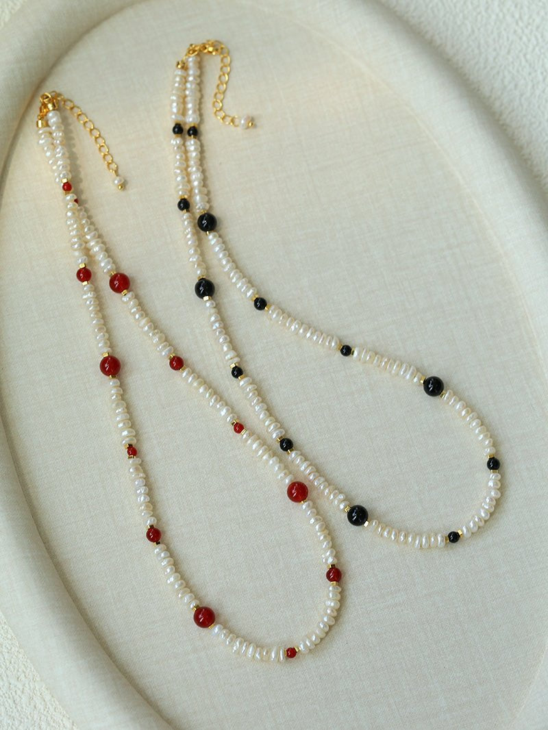 Natural Irregular Pearl Gradient Agate Necklace gembea jewelry