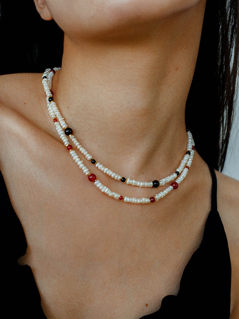 Natural Irregular Pearl Gradient Agate Necklace gembea jewelry