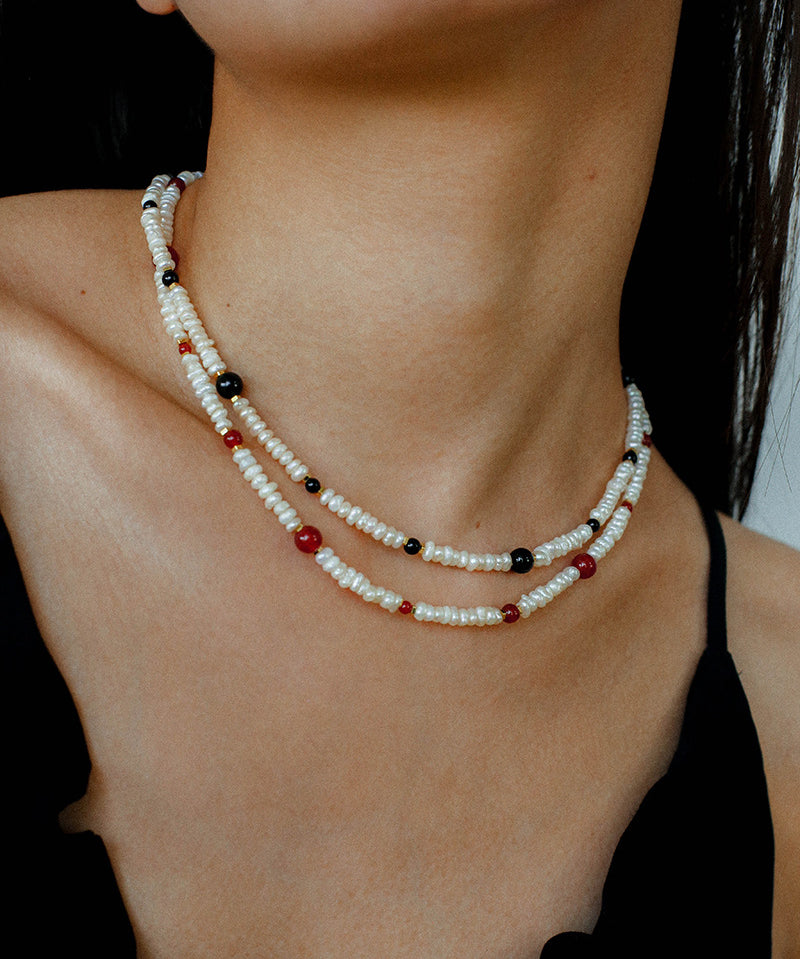 Natural Irregular Pearl Gradient Agate Necklace gembea jewelry