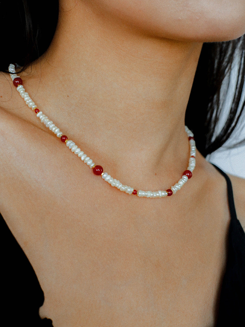 Natural Irregular Pearl Gradient Agate Necklace gembea jewelry