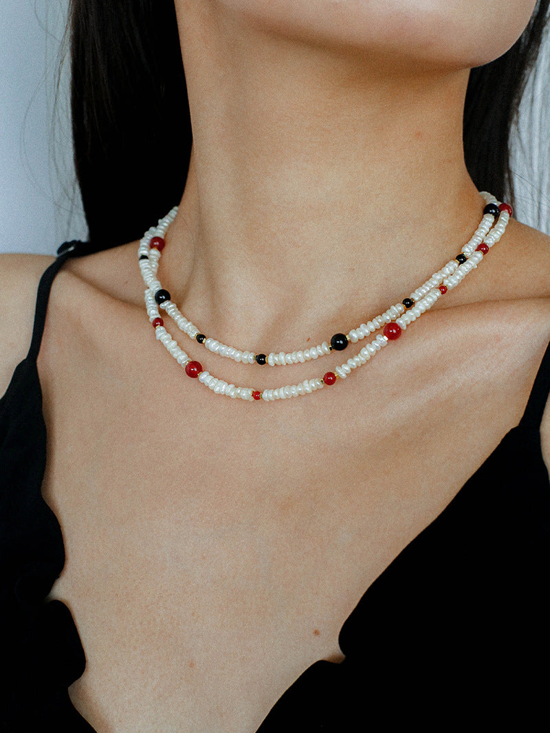 Natural Irregular Pearl Gradient Agate Necklace gembea jewelry