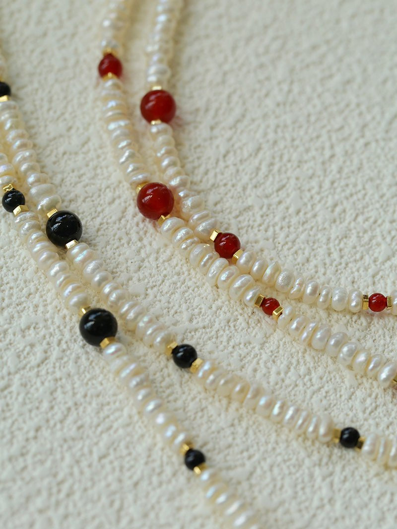 Natural Irregular Pearl Gradient Agate Necklace gembea jewelry