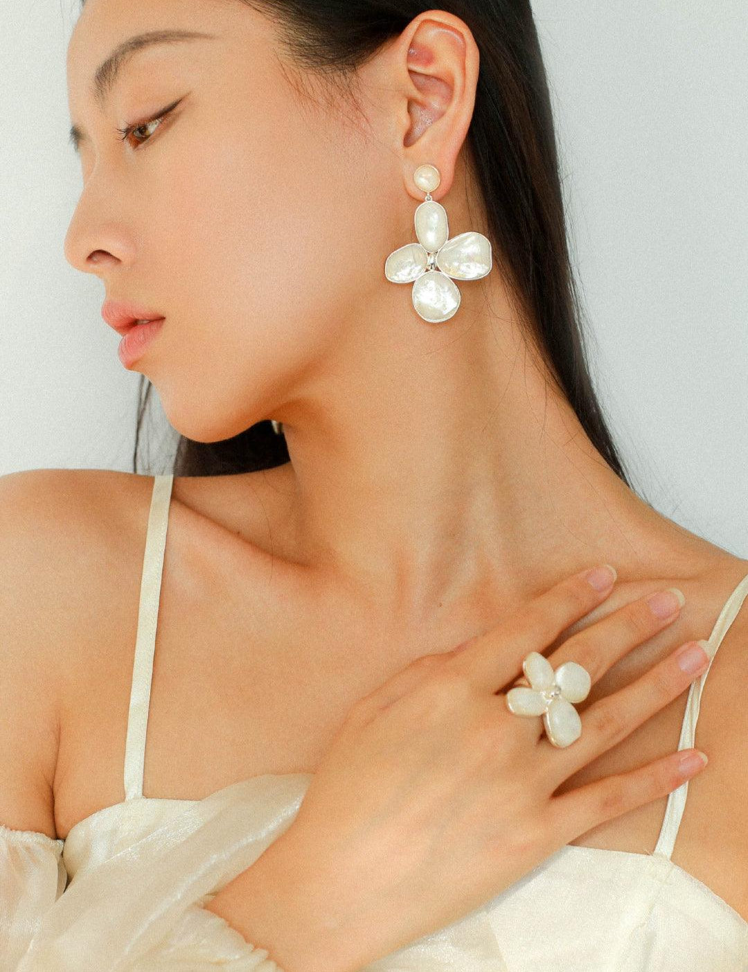 Natural Mother of Pearl Lilac Earrings - Gembea Jewelry