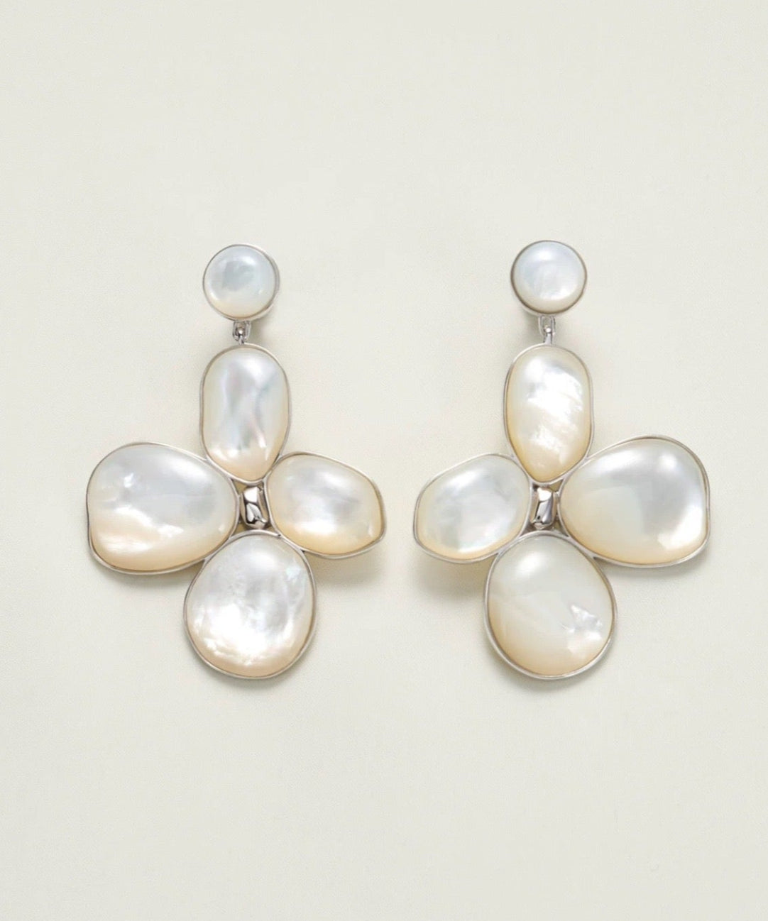 Natural Mother of Pearl Lilac Drop Earrings gembea jewelry