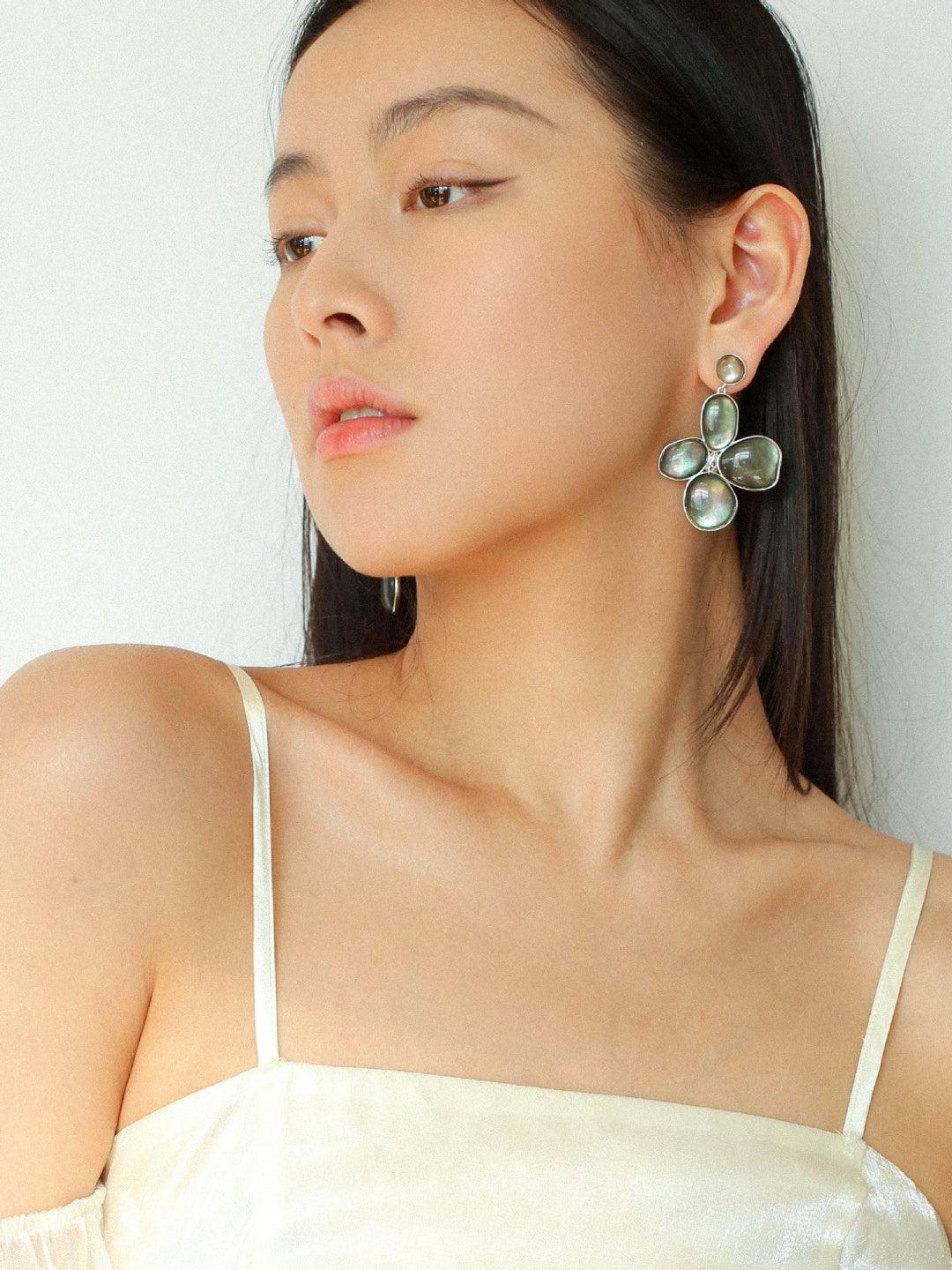Natural Mother of Pearl Lilac Earrings - Gembea Jewelry