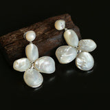 Natural Mother of Pearl Lilac Earrings - Gembea Jewelry