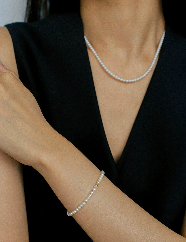 Natural Pearl Beaded Bracelet 3.5-4MM gembea jewelry