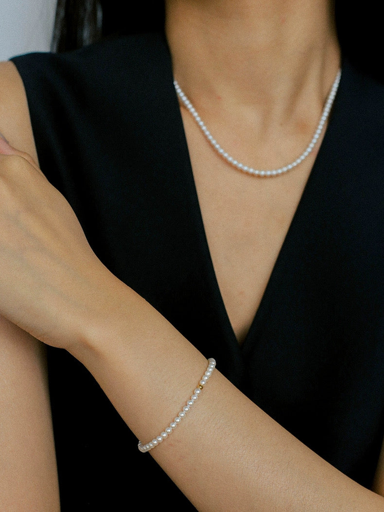 Natural Pearl Beaded Bracelet 3.5-4MM gembea jewelry