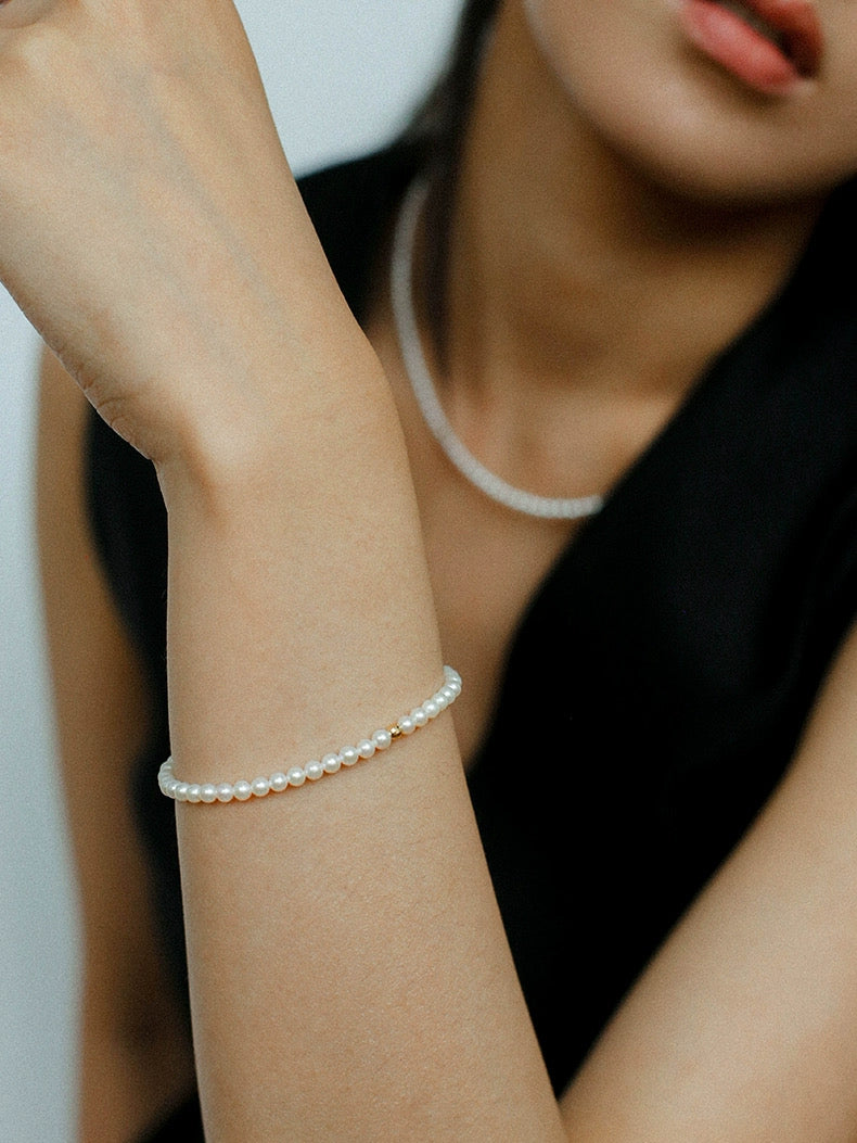 Natural Pearl Beaded Bracelet 3.5-4MM gembea jewelry