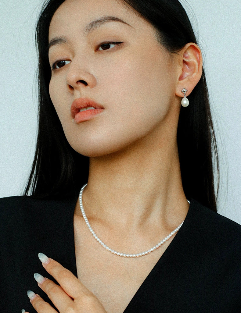 Natural Pearl Beaded Necklace 3.5-4MM gembea jewelry