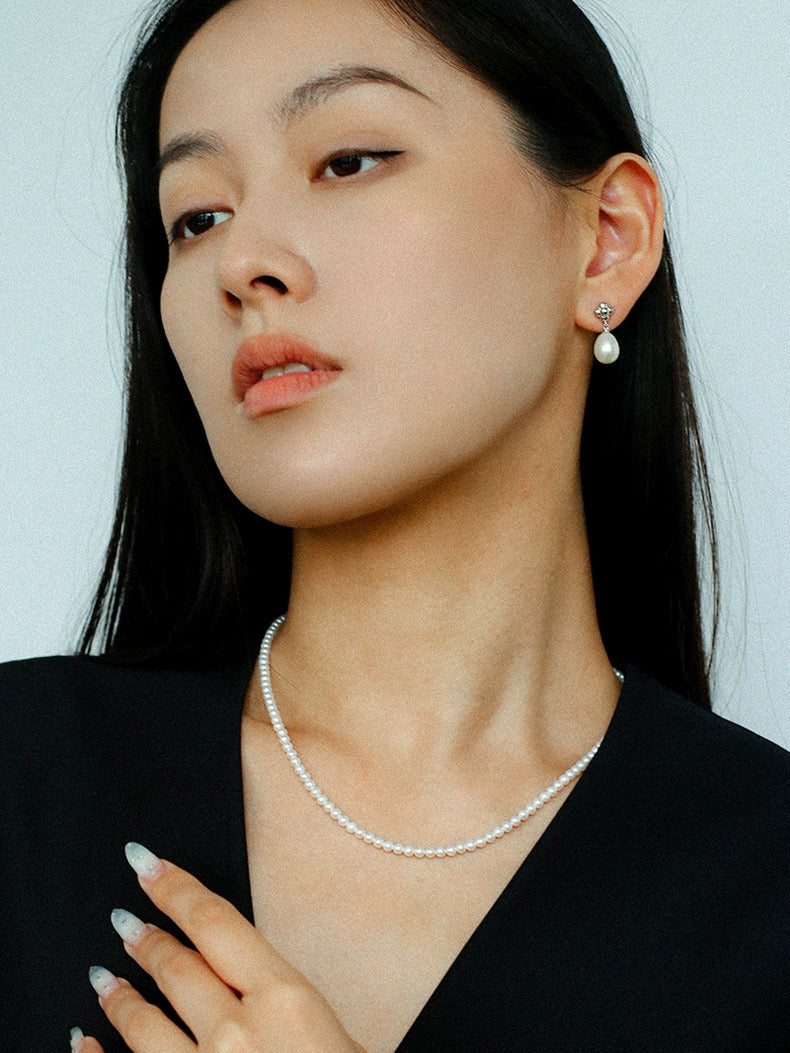 Natural Pearl Beaded Necklace 3.5-4MM gembea jewelry