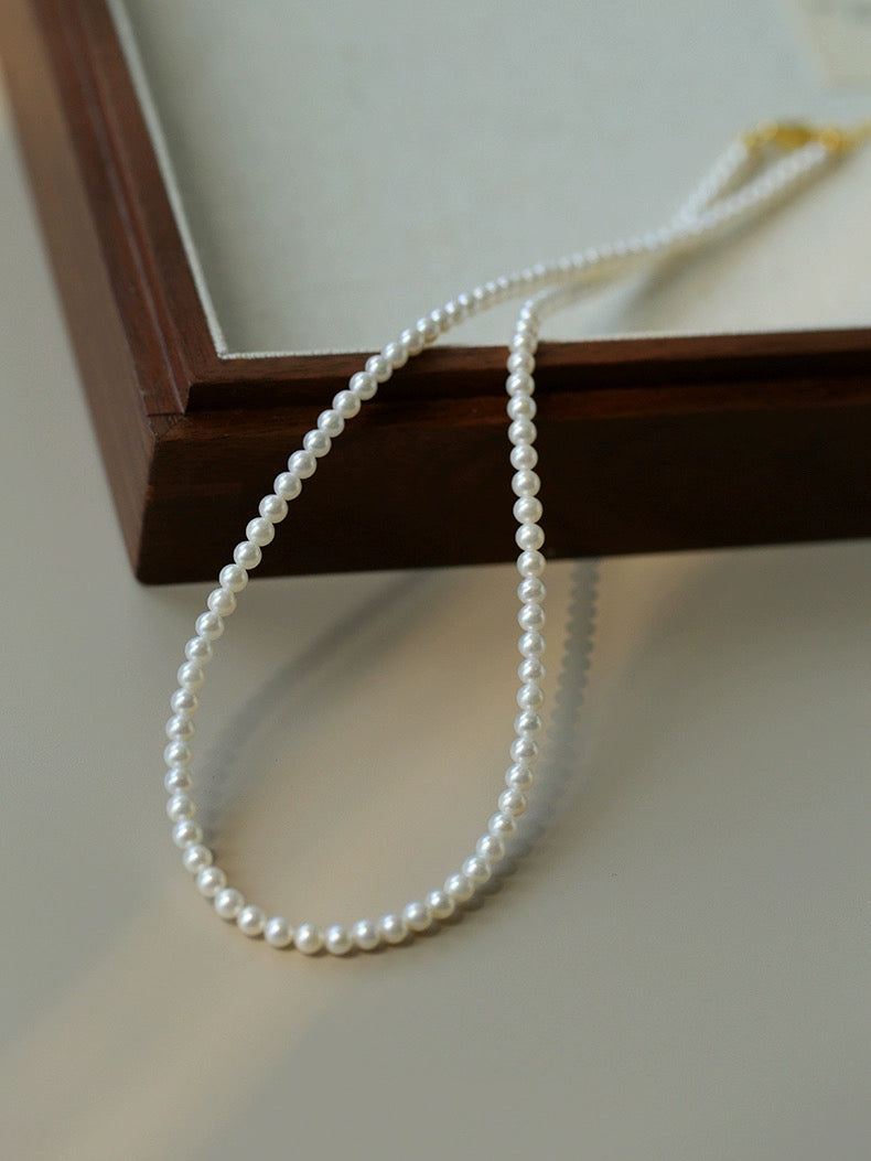 Natural Pearl Beaded Necklace 3.5-4MM gembea jewelry