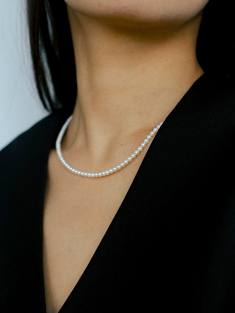 Natural Pearl Beaded Necklace 3.5-4MM gembea jewelry