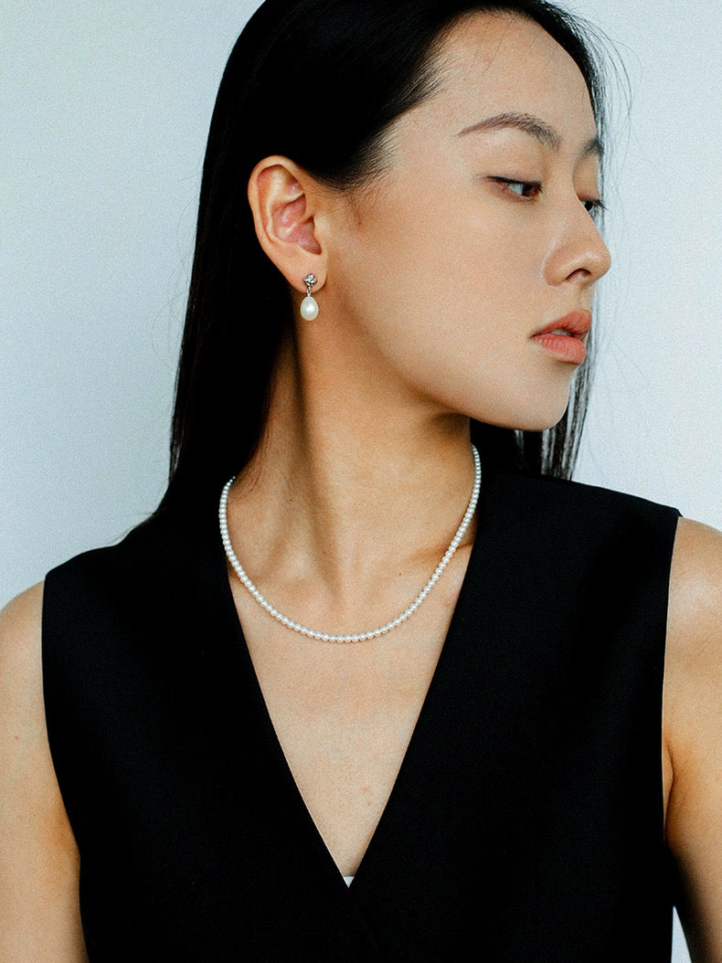 Natural Pearl Beaded Necklace 3.5-4MM gembea jewelry