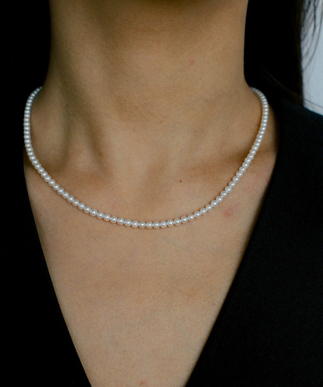 Natural Pearl Beaded Necklace 3.5-4MM gembea jewelry