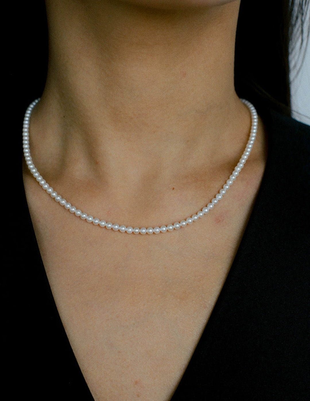 Natural Pearl Beaded Necklace 3.5-4MM gembea jewelry