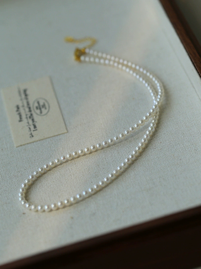 Natural Pearl Beaded Necklace 3.5-4MM gembea jewelry