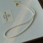 Natural Pearl Beaded Necklace 3.5-4MM gembea jewelry