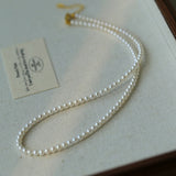 Natural Pearl Beaded Necklace 3.5-4MM gembea jewelry