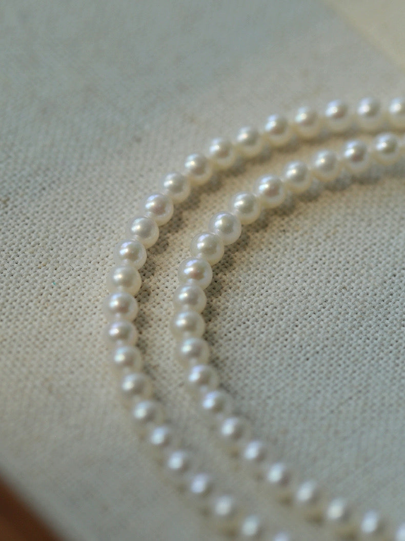 Natural Pearl Beaded Necklace 3.5-4MM gembea jewelry