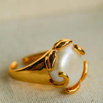 Natural Round Baroque Pearl Open Ring - Gembea Jewelry