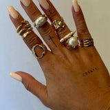 Natural Round Baroque Pearl Open Ring - Gembea Jewelry