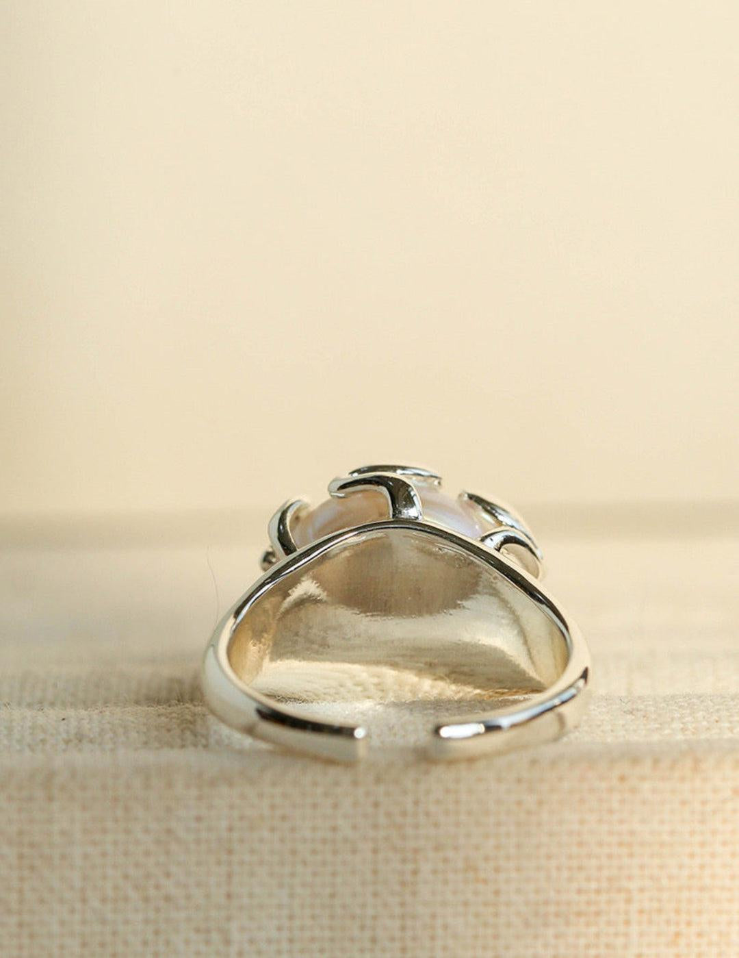 Natural Round Baroque Pearl Open Ring - Gembea Jewelry