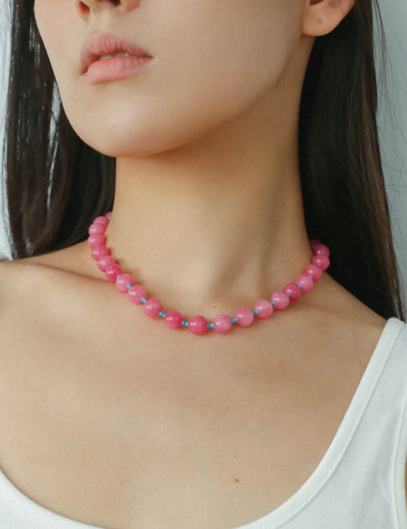 Spring Heartbeat Rose Red Gemstone Necklace - Gembea Jewelry