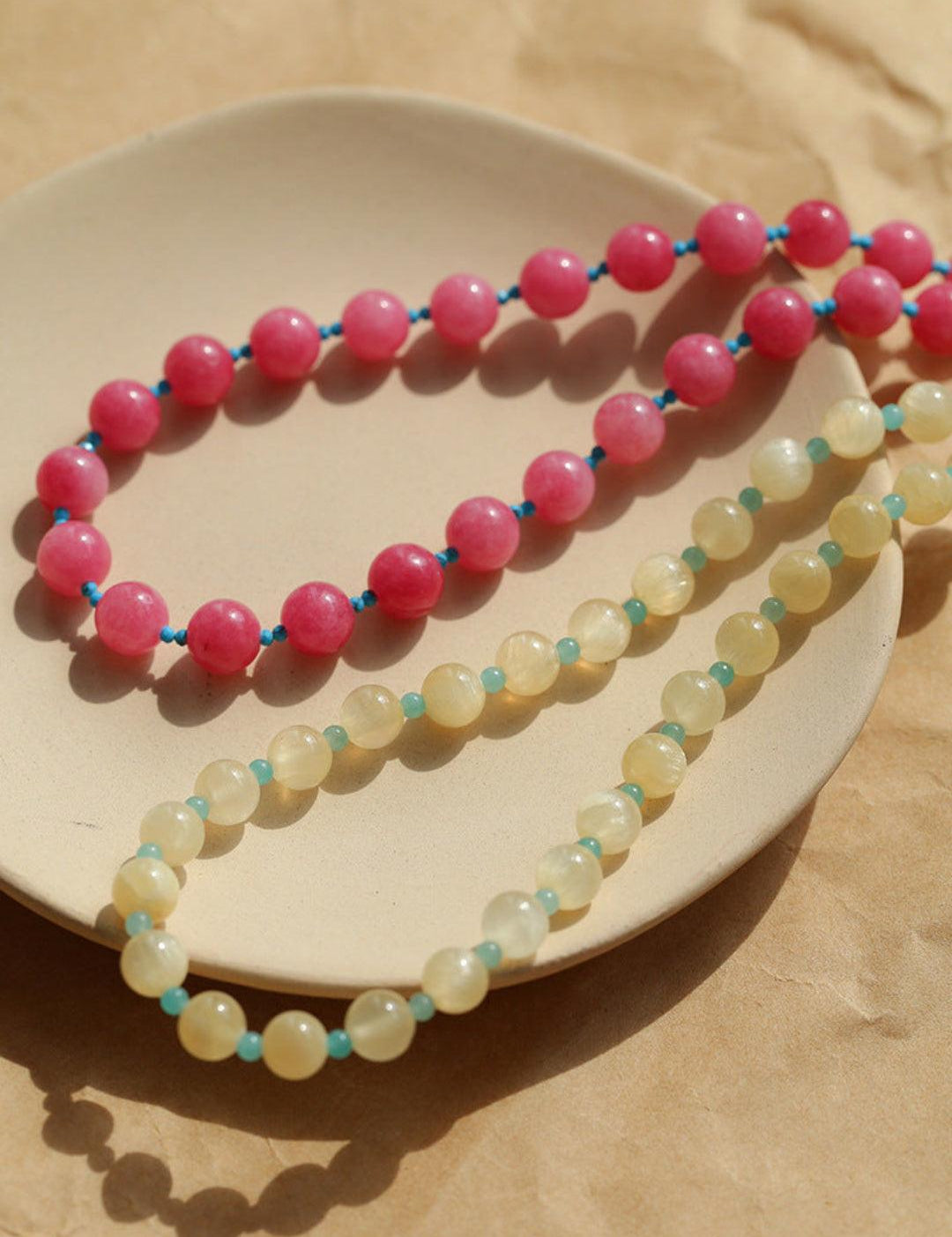 Spring Heartbeat Rose Red Gemstone Necklace - Gembea Jewelry